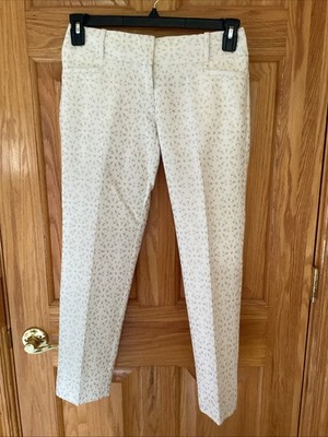 The Limited Women s Size 0 Ivory Floral Drew Fit Ankle Dress Pants CW1-771L