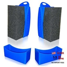 Tire Shine Pads, 2 Pcs Tire Dressing Sponge Applicator Contoured, Reusable Blue