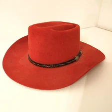 Vintage Beaver Brand 5X Genuine Fur Felt Western Hat Size 7 1/8  Red Style 5524