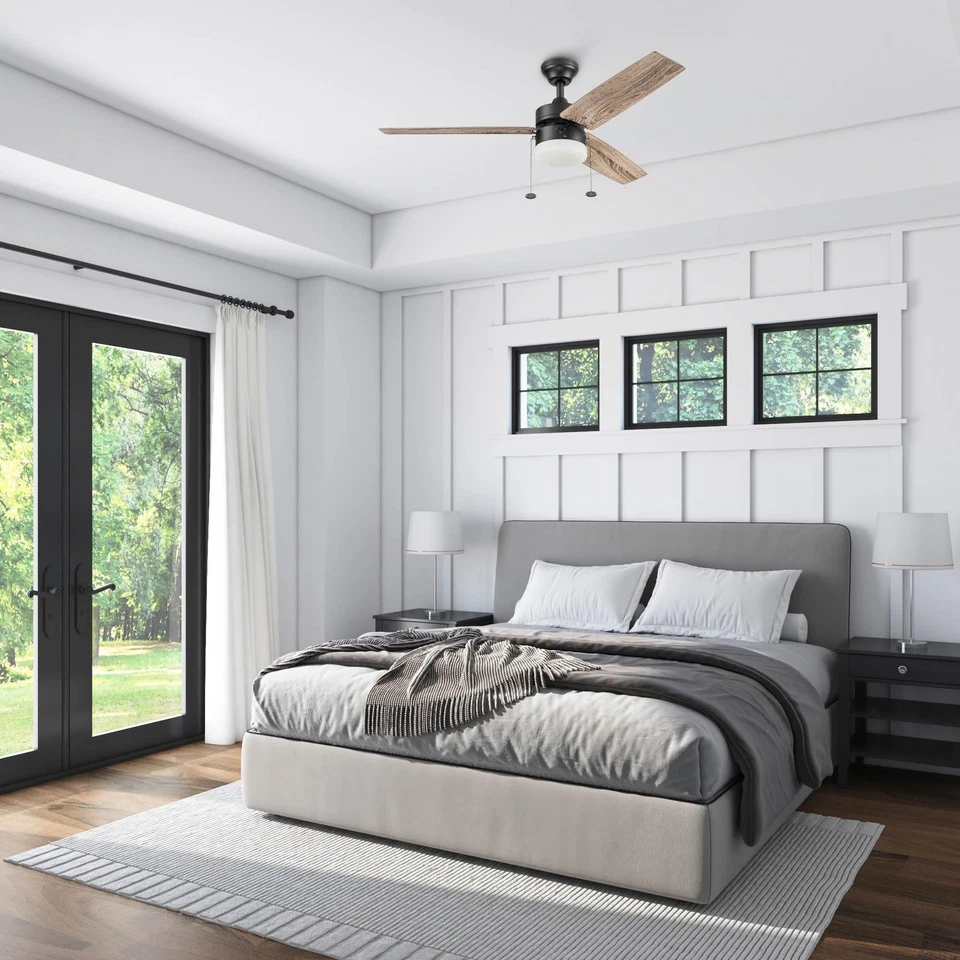 Reston 48 Inch Modern Farmhouse LED Ceiling Fan with Light Pull Chain Dual Mo... - Image 2 of 4