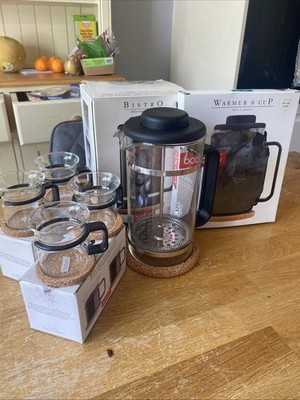 Bodum Vintage 1993 Carsten Jorgensten Collection Kanne Mantel Expresso Tassen Untersetzer
