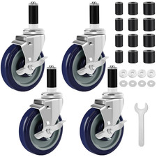 5 Inches Prep Table Wheels Set of 4, Expanding Stem Casters Fit for 7/8", 1", 1-