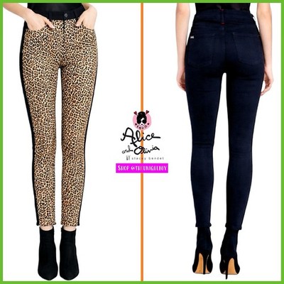 Alice + Olivia Leopard Black Brown Multi Cropped Skinny Denim Jeans Pants 24