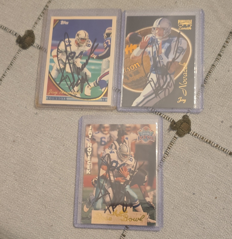 Topps/Pinnacle Zenith/Score 1992 Jay Novacek Auto Card Lot (3) Cowboys