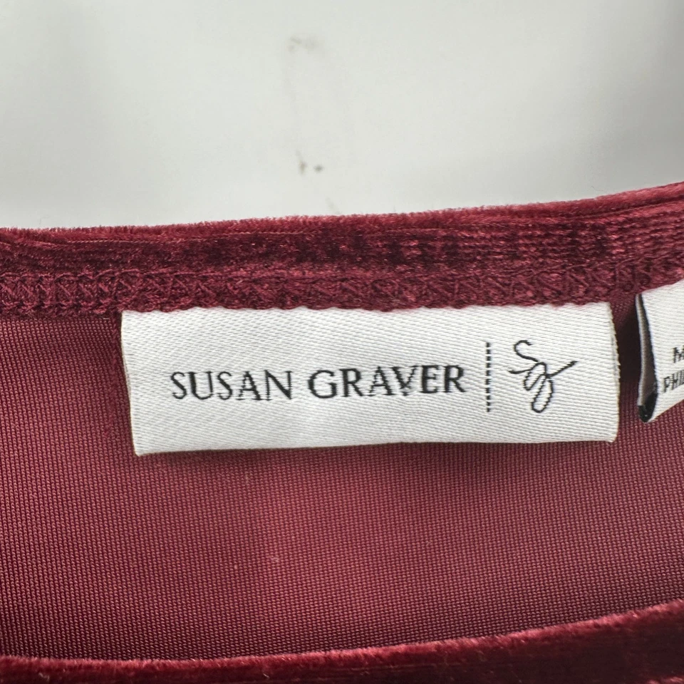 Susan Graver Womens Velvet Tank Top 2X Burgundy Luxe Holiday Old Money Evening - Image 3 of 4