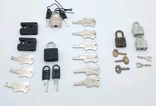 Lot of 6 Vintage Luggage Locks Keys Ricardo of Beverly Hills Master American Tou