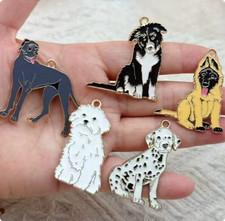 Lot 50 PCS cartoon dog mix Enamel Charms Metal Pendants DIY Earring Jewelry
