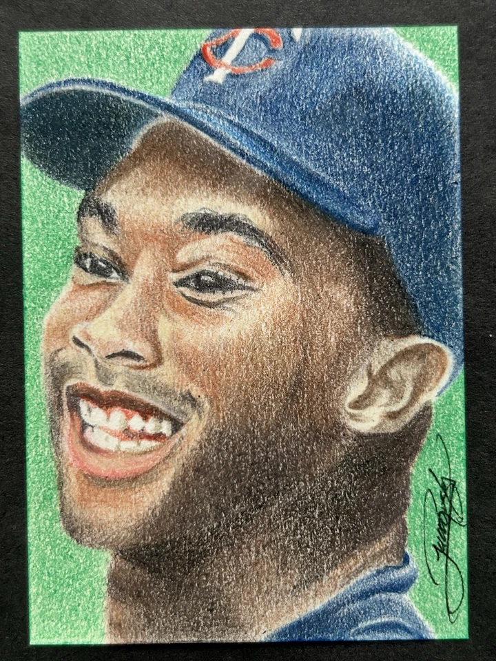 Tarjeta de boceto a color 1/1 Kirby Puckett Minnesota Twins artista Juan Rosales Foto 3 de 4