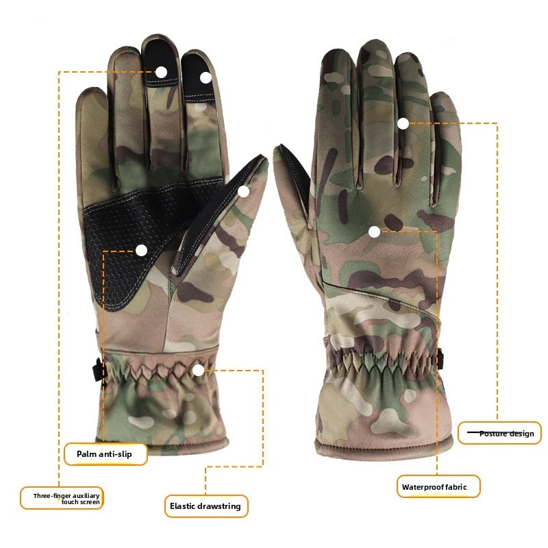 Tactical Full Finger Gloves Warm Touch Screen for Outdoor Waterproof Motorbike - Image 2 of 4