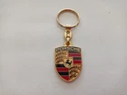 PORSCHE gold metal chromed and enamel keychain