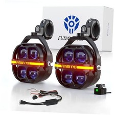 Motorcycle Driving Lights 180W LED Fog Lights with Amber White Beams,