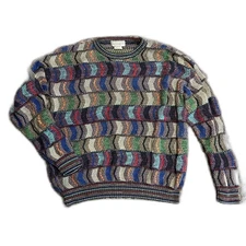 Vintage 90s Norm Thompson Made in Italy Multicolor 3D Sweater Size M/L
