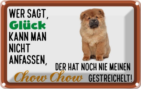 Blechschild 12X18 Cm GlüCk Nicht Anfassen Chow Dekoration Hund Deko Geschenk Met-image