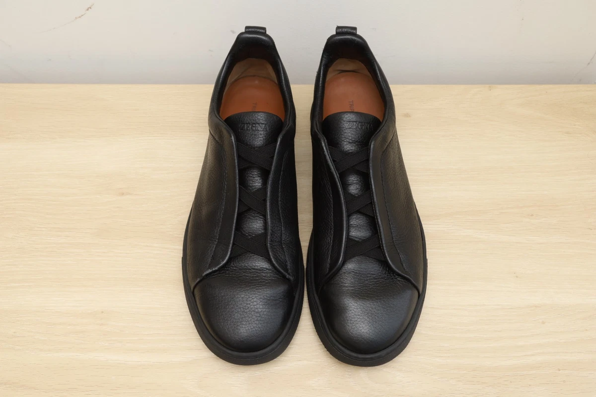 Black Leather Upper Casual Ermenegildo Zegna Shoes for Men for
