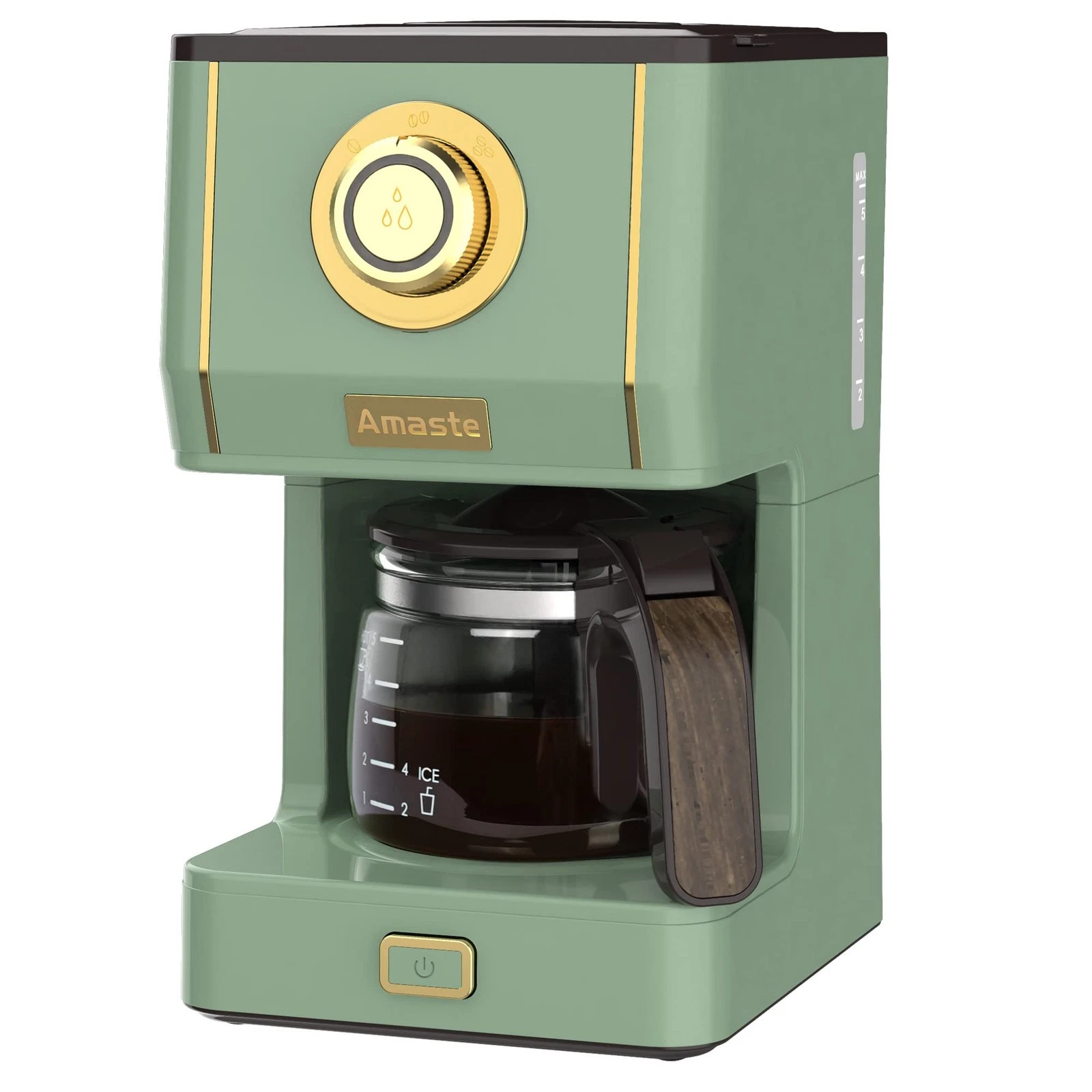 Drip Coffee Maker, Coffee Machine with 25 Oz Glass Coffee Pot, Retro Style Co...
