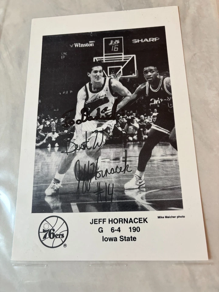 Jeff Hornacek 1993 autographed 5 1/2 x 8 1/2 photo- NBA Philadelphia 76ers! - Image 2 of 4