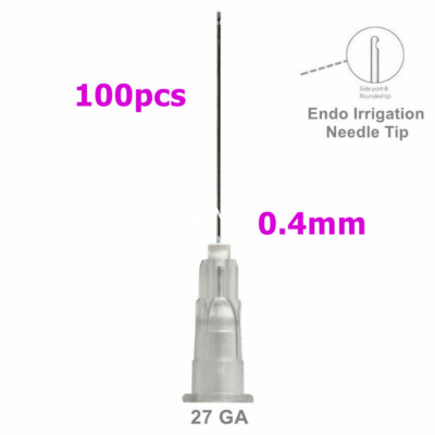 100Pcs Dental Endo Irrigation Needle 27G Disposable Syringe Tips One Side Hole