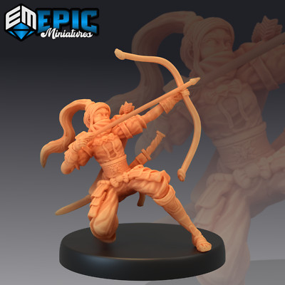 Samurai Female C by Epic Miniatures Monster RPG D&D Pathfinder 3D Print Player