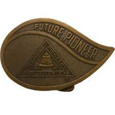 Vintage Telephone Belt Buckle Pioneers Of America Future Pioneer Phone Promo