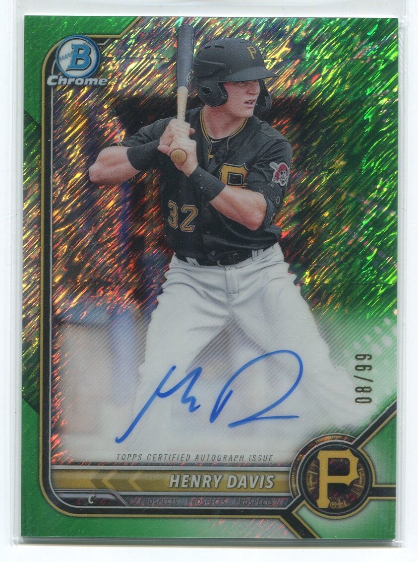 2022 Bowman Chrome Henry Davis Green Shimmer Auto /99 CPA-HD Pirates