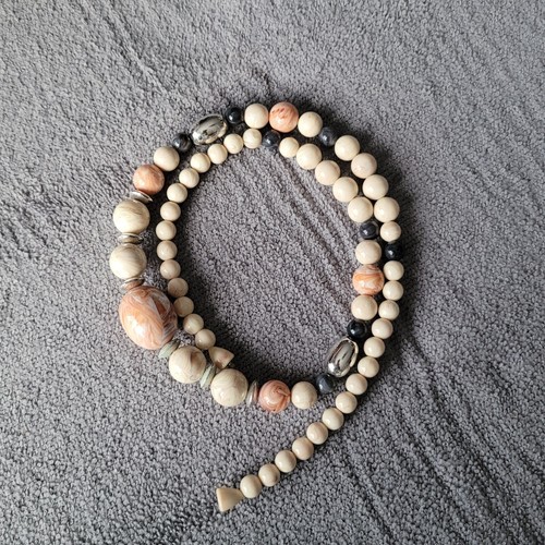 Vintage Avon Dessert Sands Marbled Beaded Necklace & Bracelet Set Lucite 1988 - Picture 3 of 12