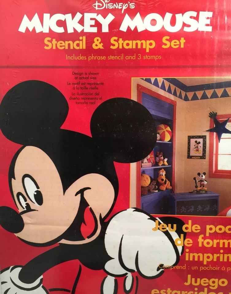Disney Mickey Mouse Stencil & Stamp Set Wall Art Decor Kids Bedroom