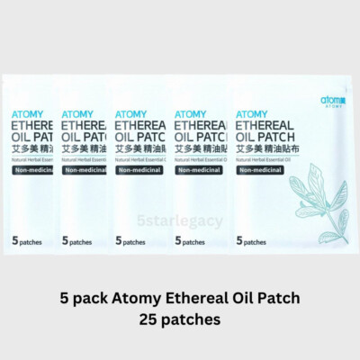 5 Packs ATOMY ETHERAL OIL PATCH Soothing Relief Pain (5patches/pack) 25 Patches