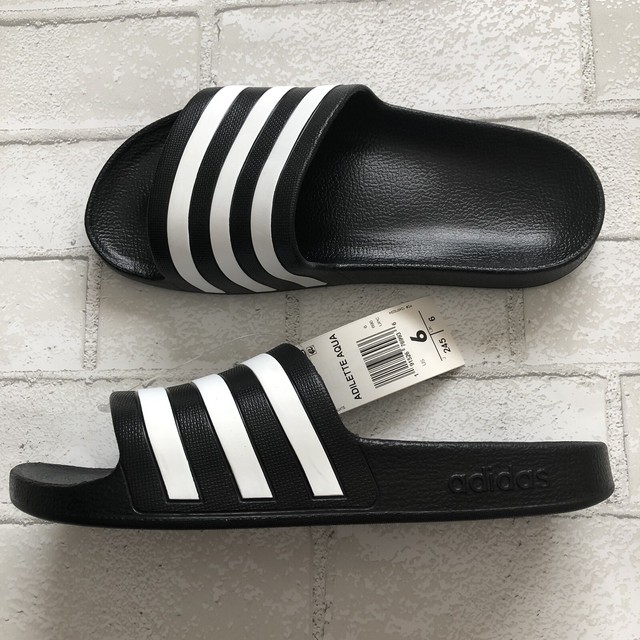 adidas Black Adilette Shower Slide Womens 7, Mens 6 Sandal Slipper NWT! | eBay