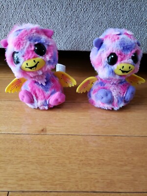 Spin Master Hatchimals Hatch Pink & Yellow Interactive Toy Twin Giraven Lot of 2