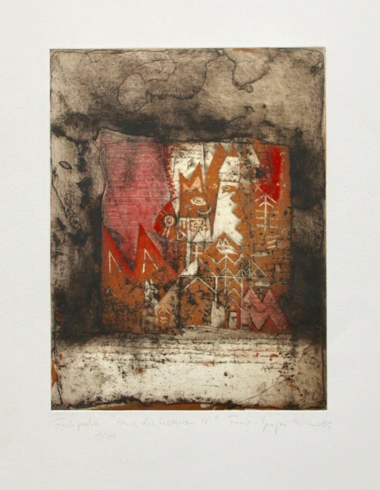 Franz Gregor Hiltner (geb. 1950) signierte Farbradierung "Haus des Asterion IX"  - Bild 2 von 4