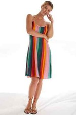 Farm Rio Crochet Mini Dress Stripe Anthropologie Rainbow Slip Sundress Sz XS NEW