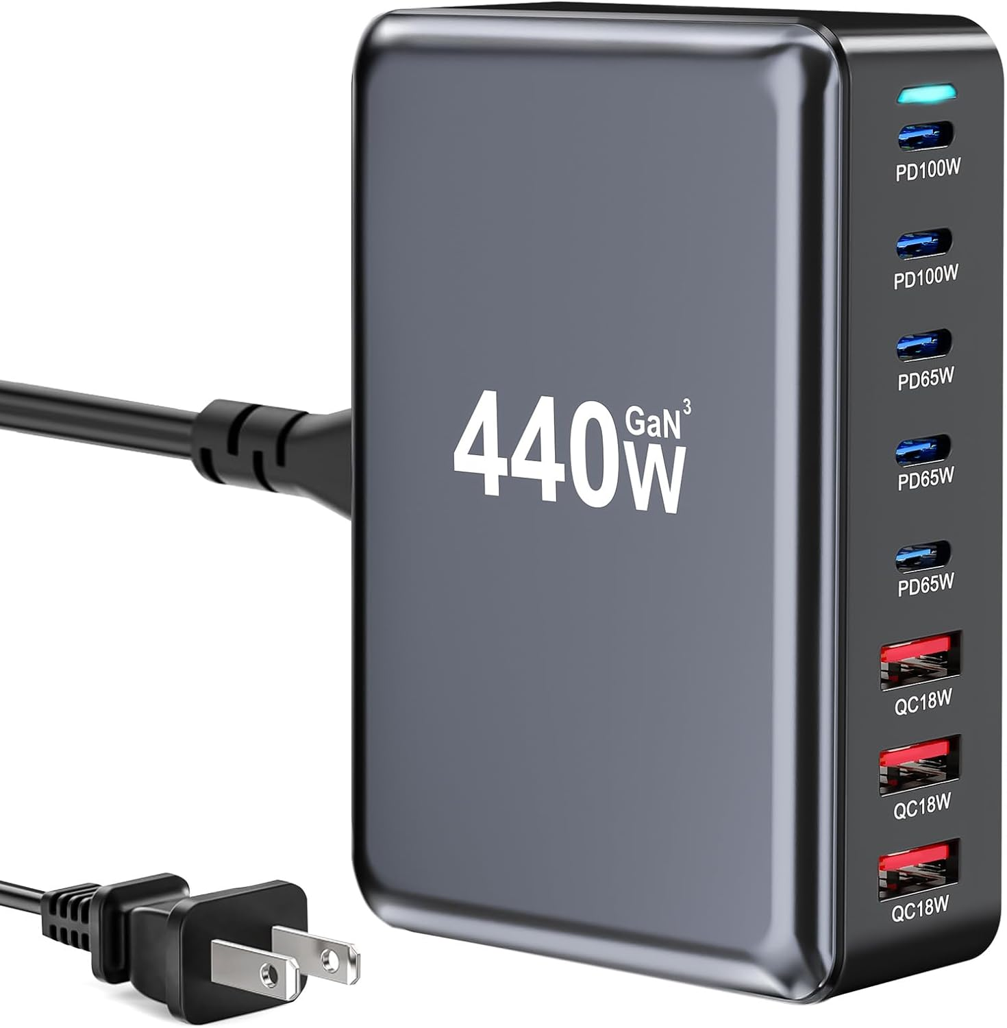 440W Fast GaN USB-C Charging Station with 8 Ports - PD 3.0 Power Hub  
