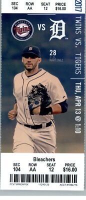 Minnesota Twins vs Detroit Tigers 4/13/2017 Ticket - Miguel Cabrera HR #447 .