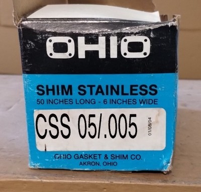 Ohio Shim Stainless CSS 05/.005 50'' X 6'' Rolled