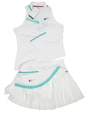 Nike Dri-Fit Spring Court Skirt and Blouse Set - Golf White New Retail $145
