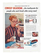 Gleem Toothpaste Print Ad Vintage 1950s Bathroom Wall Art Decor Original 1956