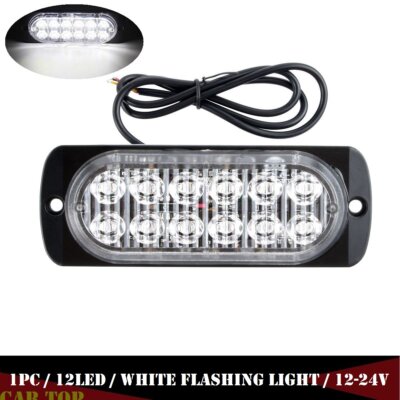 1x White 12LED Car Truck Emergency Beacon Warning Hazard Flash Strobe Light BARS