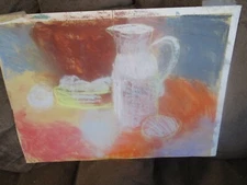 Original Pastel By Peg Humphreys, Still Life & Tree 13.75"x 9.5"