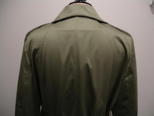 Women's XL Bernardo Green Classic Trench Dress Coat Long Belted Satin Look Lined - Picture 7 of 19