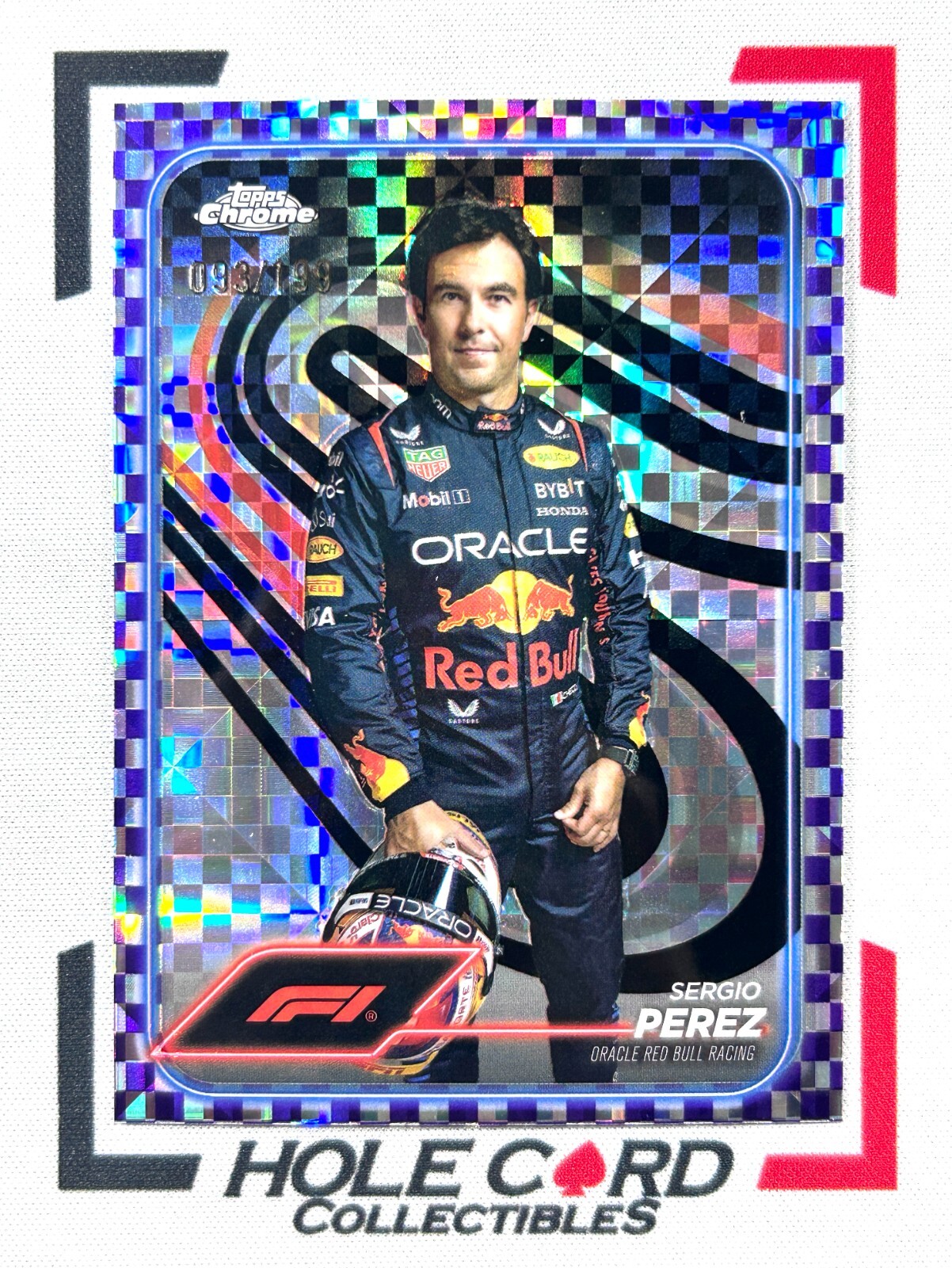 SERGIO PEREZ 2024 Topps Chrome Formula 1 F1 #2 Purple Checker Flag 093/199