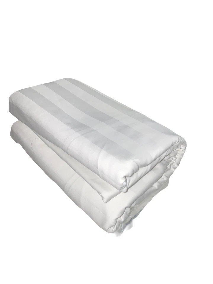 Duvet Cover 230 Thread Count Sateen White Stripes Egyptian 60/40 (Size: Queen) - Image 2 of 4