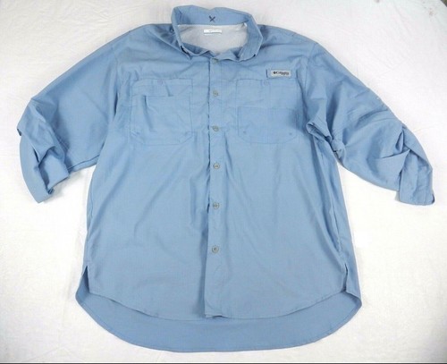 Columbia Hemd Gr. LARGE Omni-Wick blau verstellbare Ärmel Angeln (kn68)
