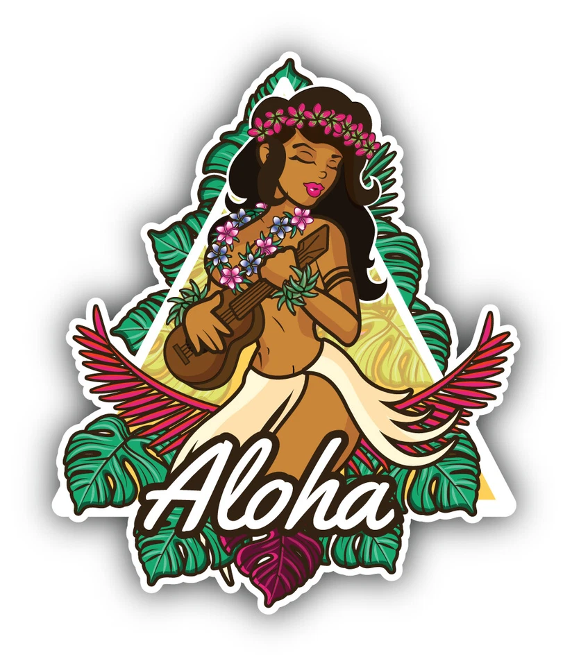 Aloha Hawaii Island Girl Vinyl Sticker Car Bumper Decal