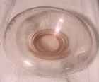 Vintage Pink Depression Rolled Edge Console Bowl Etched Flowers & Leaves 11”