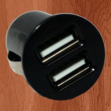 "Mini Bullet Dual USB 2-Port Car Charger Adaptor for iPhone 4 4G iPod Touch Blk