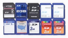 Lot Of 10x Miscellaneous Brands 2GB SD Camera Memory Cards