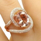 3Ct Oval Cut Lab-Created Morganite 14K Rose Gold Plated Cluster Wedding Ring