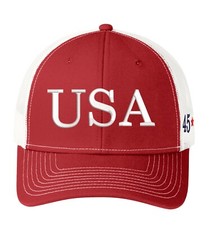 Trump USA Hat 45th  47th President Snapback Trucker Mesh Red