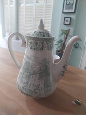English Ironstone Tableware TeaPot - Vintage Green Old Inns Series - OP 2177