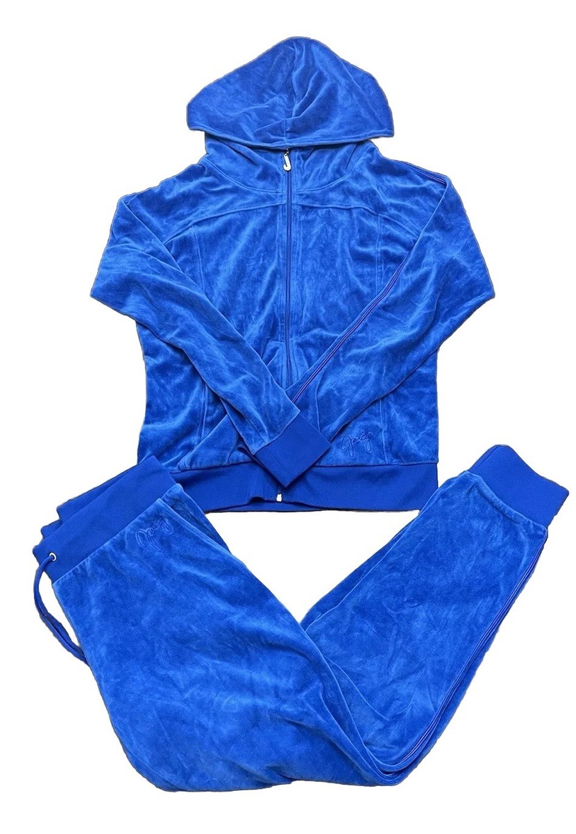 Juicy Couture Velour Track Suit Hoodie And Blue Jogger Pants Size